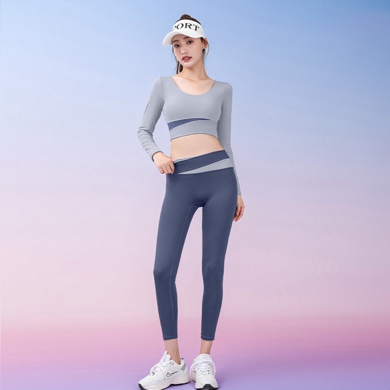 Bộ Quần Áo Tập Gym,Yoga,Áo Croptop Tay Dài Tập Gym Yoga Cao Cấp