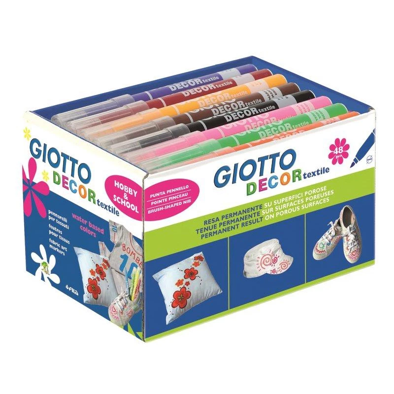 Bút dạ vẽ lên vải nhập khẩu Italy GIOTTO Decor Textile 48 chiếc 12 màu 494700