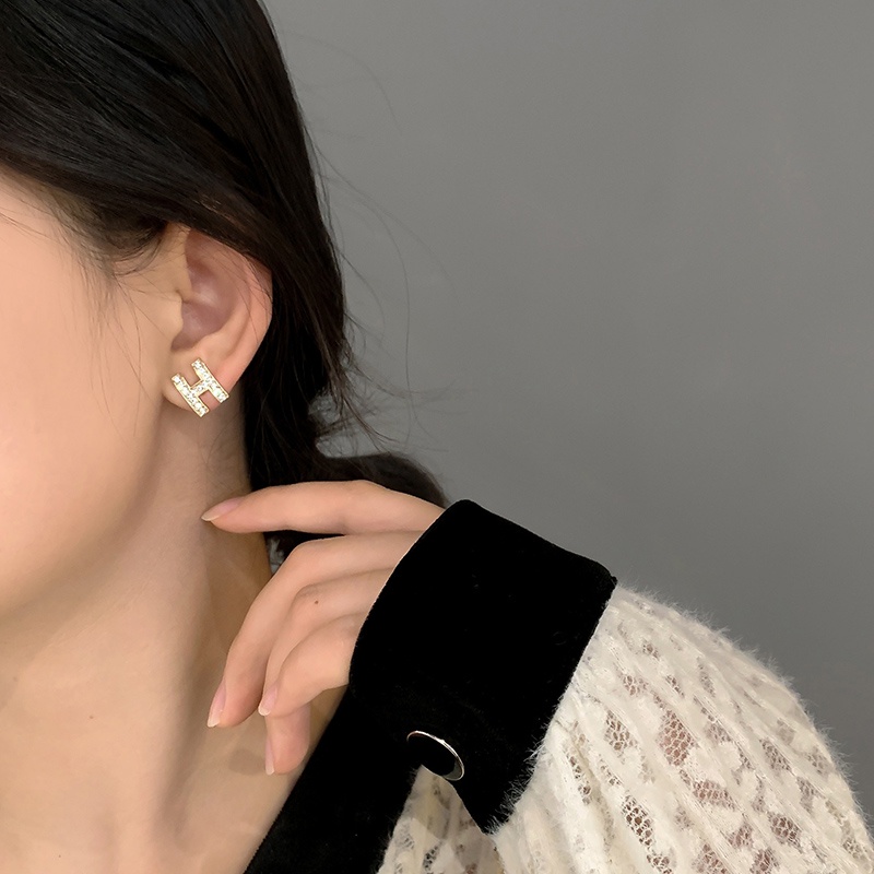 Bông tai ngọc trai kim bạc Bông tai hoa mới Trang sức nữ