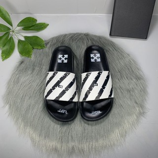 Dép Quai Ngang Off-White Zebra-Print Rubber Sliders Màu Đen hot nhất 2023