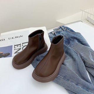 Sz 23 - 35 Bốt Cổ Cao Da Trơn Màu Vintage Khóa Cạnh Cho Bé Gái 4-8 Tuổi K172