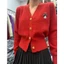 Áo cardigan len nữ có cúc kim loại form rộng dài tay chất dày dặn phong cách Hàn Quốc