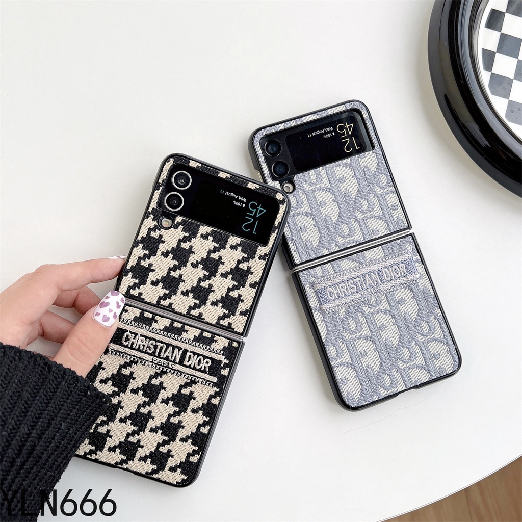 Dành Cho Samsung Galaxy Z Flip 6 5 4 3 5G D Vải Ốp Lưng Điện Thoại Thời Trang Cổ Điển Gấp Lưng Điện Thoại Vỏ Bảo Vệ
