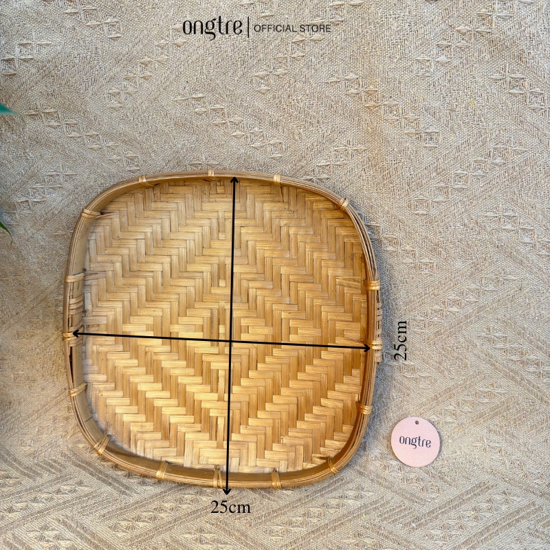 Mẹt tre vuông thủ công ONGTRE 20/25/30cm phục vụ nhà hàng, decor trang trí