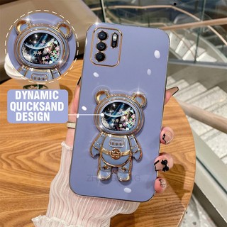 ốp lưng oppo reno 6z 5g reno 6 z 5g Ốp Điện Thoại TPU silicone Mềm Mạ Điện 3D Có Giá Đỡ Hình Gấu Kim Tuyến Cho oppo reno 6z 5g reno 6 z 5g