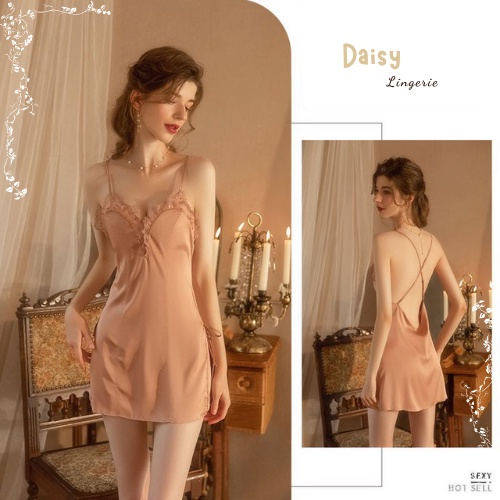 Váy Ngủ Lụa Sexy Gợi Cảm Đầm Ngủ Lụa 2 Dây Gợi Cảm Sexy Viền Bèo Ngực Quyến Rũ - Mã VN043