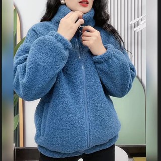 Áo Khoác Đệm Cotton Lót Lông Cừu Dày Dặn Giữ Ấm Mùa Đông Cho Phụ Nữ Trung Niên