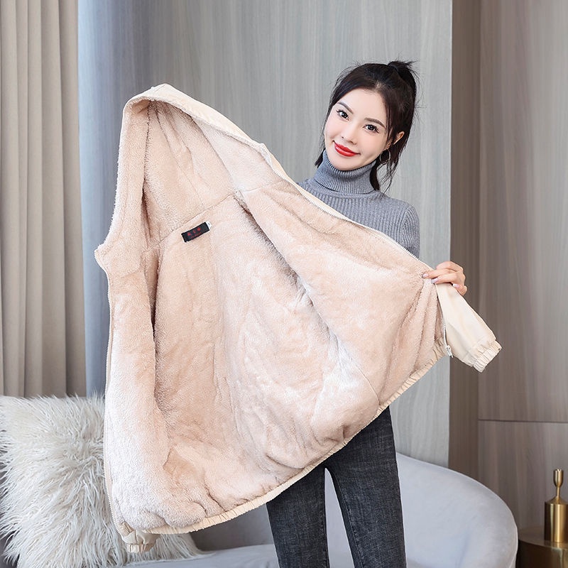 Áo Khoác Lót Lông Cừu Dày Dặn Ấm Áp Chống Thấm Nước Thời Trang Mùa Đông Chất Lượng Cao Cho Nữ