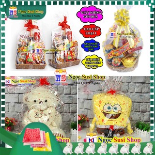 GIẤY KIẾNG GÓI QUÀ GIỎ QUÀ TẾT GẤU BÔNG ,TRÁI CÂY CỰC ĐẸP + TẶNG KÈM NƠ SIZE LỚN 5CM SIZE CHUẨN [ BÁN LẺ GIÁ SỈ]