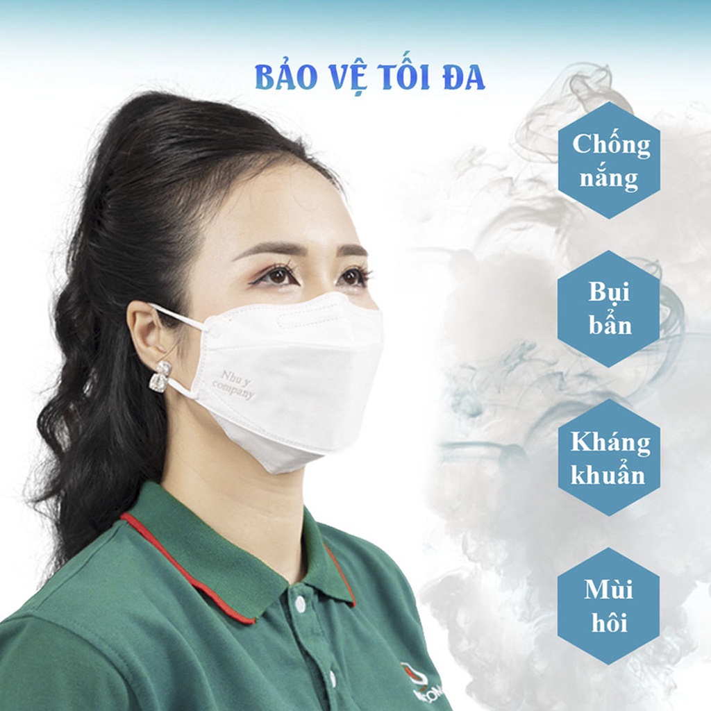 Combo 10 hộp khẩu trang 4D KF94 Như Ý cao cấp, hộp 10 cái, 5 màu, không xù lông, không bí thở