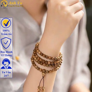 Vòng tay gỗ trầm tốc trầm hương 108 hạt - Size 6ly 8 ly - May mắn tài lộc - Bảo hành 12 tháng