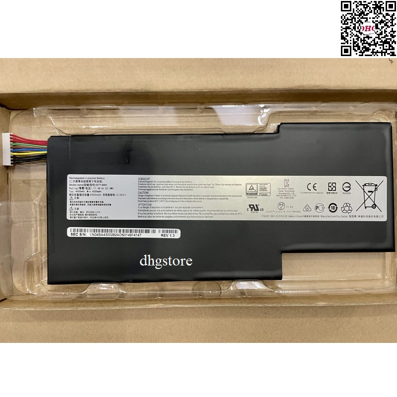 thumbnail image 2 of Replacement BTY-M6K Laptop Battery For MSI GS63, GF63, GF75 Thin Series - 52.4Wh, 11.4V, 3-Cell LiPo 2 of 6