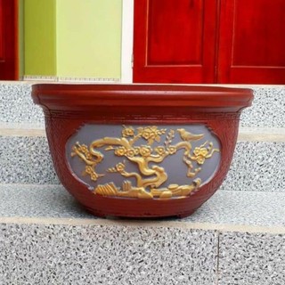 Khuôn chậu tròn rộng 32 cm mẫu tùng cúc mai