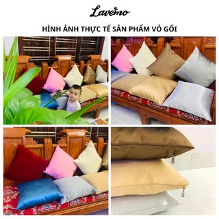 Vỏ Gối Vuông Sofa LAVEMO 45X45cm 100% Vải Polyester Cao Cấp Dày Dặn Đẹp Khóa Kéo Chắc Chắn Tựa Lưng Trang Trí VG