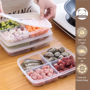 Khay trữ đông đồ ăn dặm cho bé 4 ngăn có nắp tiện lợi, Hộp đựng thực phẩm tủ lạnh 4 ngăn có nắp