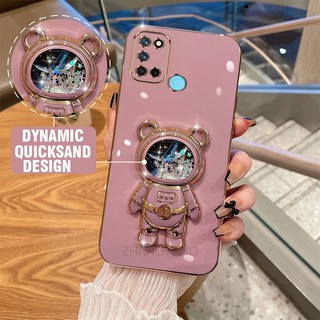 ốp lưng Realme 7i Realme c17 Ốp Điện Thoại TPU silicone Mềm Mạ Điện 3D Có Giá Đỡ Hình Gấu Kim Tuyến Cho Realme 7i Realme c17