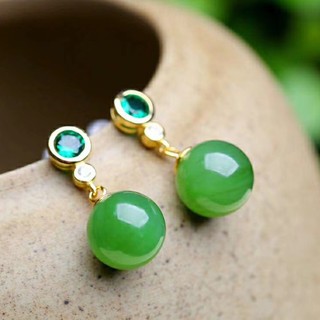 ❤ Mạ Đơn Giản Vàng 24K Tự Nhiên Hoa Cúc Tròn Hạt Bông Tai Nữ Retro Trang Sức