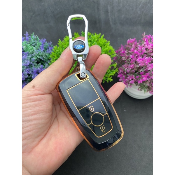 Bao chìa khóa Đen Vàng- Ốp chìa khóa  TPU Đen Vàng xe Ford 2 nút thông minh