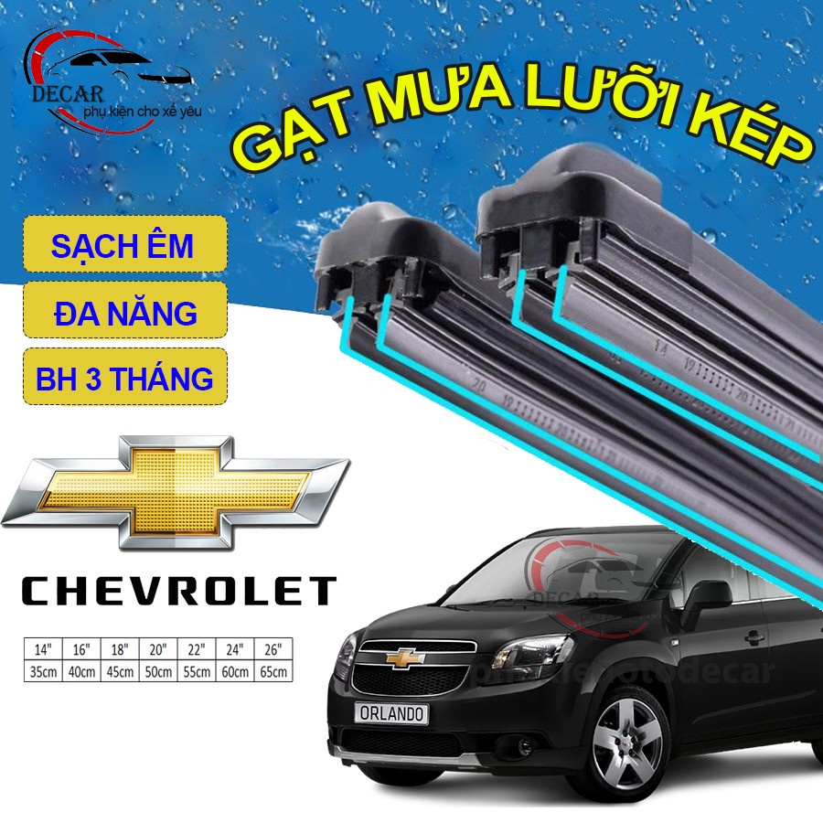 Gạt mưa lưỡi kép cao cấp, bộ cần gạt kính nước mưa 2 lưỡi khung mềm ô tô Chevrolet spark, colorado, trailblazer, aveo