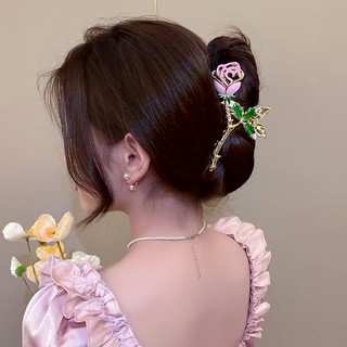 Kẹp Tóc Hình Hoa Hồng Bằng Kim Loại Thanh Lịch Lãng Mạn