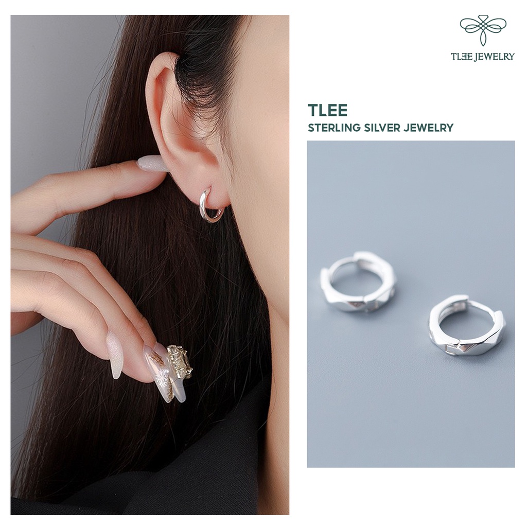 Ảnh Khuyên tai bạc TLEE tròn trơn bản dày phay bắt sáng trendy TLEE JEWELRY B0133 1