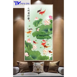 Tranh Treo Tường Cửu Ngư Hiện Đại , Tranh Tráng Gương D40x60cm D50x75cm D60x90cm D70x120m