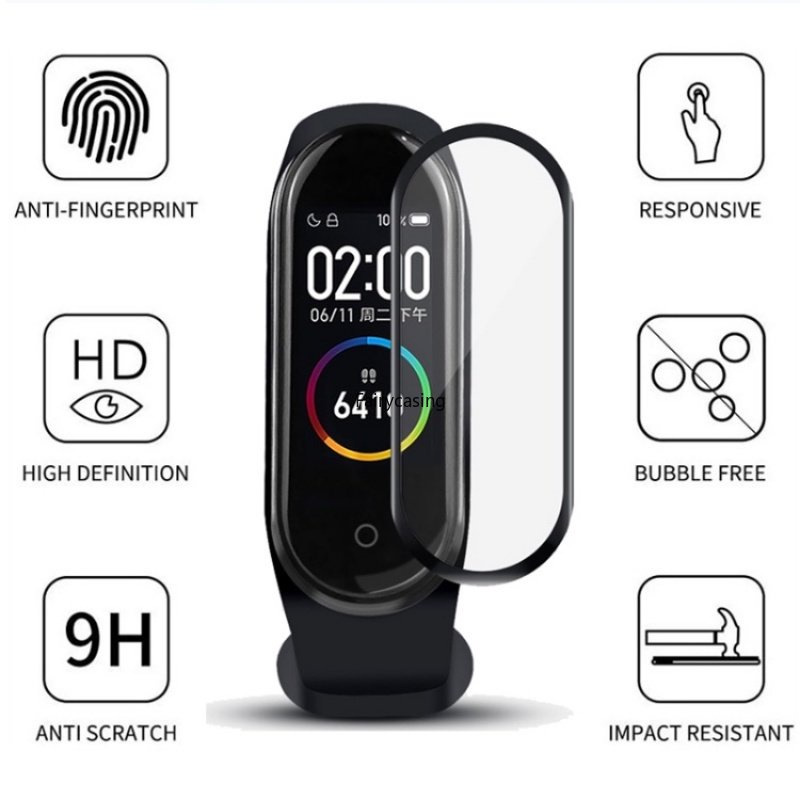 Đồng hồ bảo hiểm toàn diện 360 Kính 9D cho Xiaomi Mi Band 10 9 8 7 6 Phụ kiện Bảo vệ màn hình