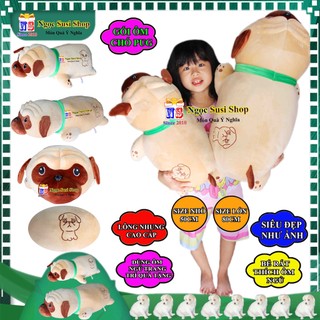 GỐI ÔM CHÓ PUG  KHỔNG LỒ ÔM NGỦ DÙNG QUÀ TẶNG TRANG TRÍ - GẤU BÔNG HÌNH CON CHÓ PUG [CAO CẤP]