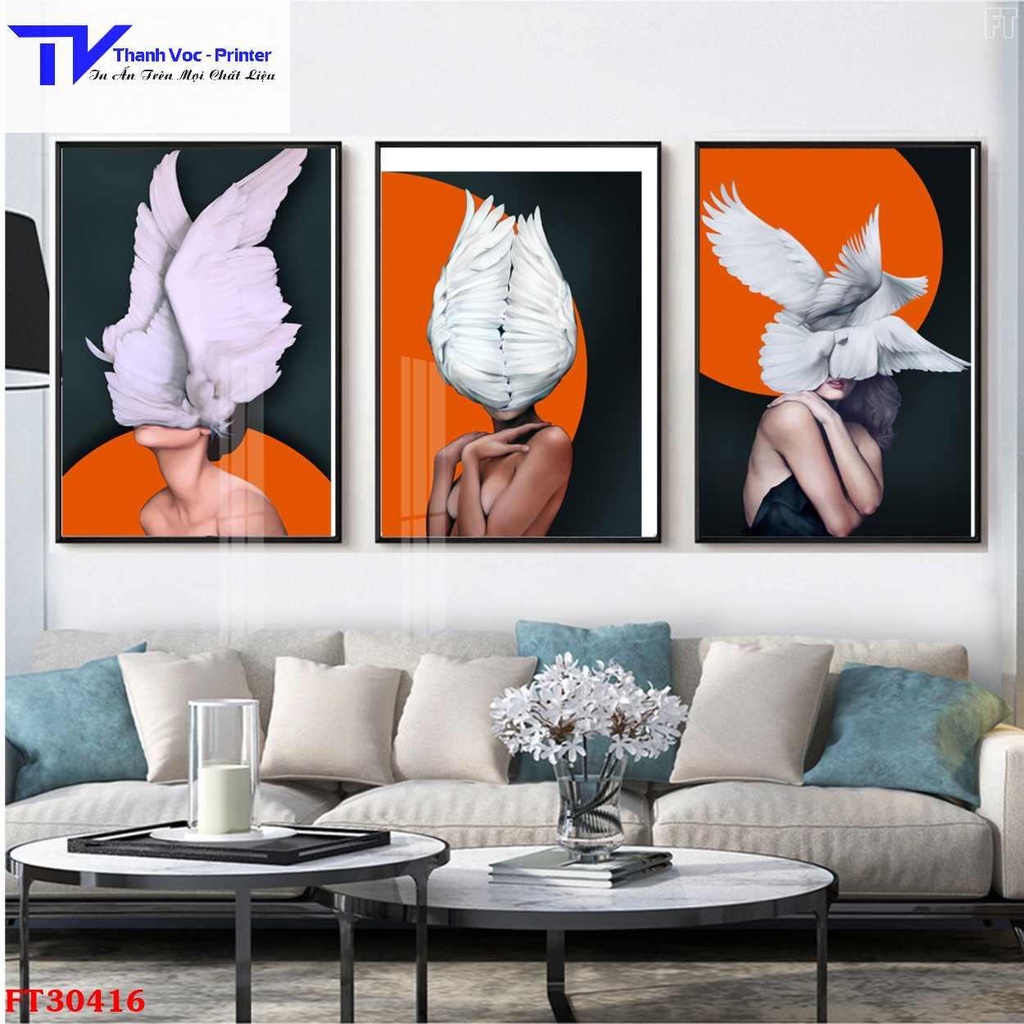 Tranh Treo Tường Cô Gái Hiện Đại Ngang, Tranh Tráng Gương ( Bộ 3 Tấm ) Làm Nổi Bật Lên Sự Cá Tính Của Bạn