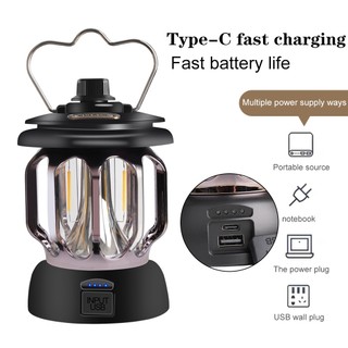 Đèn Lồng Cắm Trại Ánh Sáng Trắng Ấm Chống Thấm Nước Sạc usb