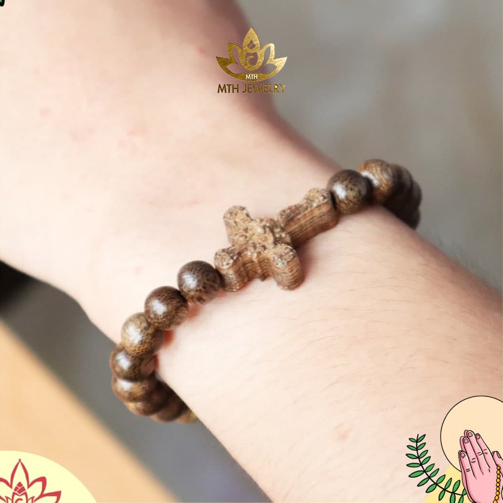 Ảnh Vòng Tay Trầm Hương Mân Côi 8mm Size Bé (10 hạt To) Trầm Tốc Việt - MTH JEWELRY 4