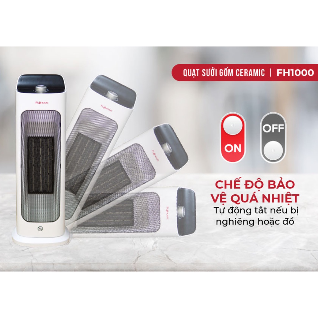 Máy sưởi FujiHome FH1000 công nghệ, làm nóng nhanh, không khô da, không đốt oxi, bảo hành 24 tháng