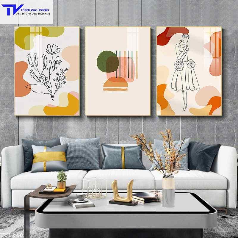 Tranh Treo Tường Tối Giản 4 , Tranh Tráng Gương ( Bộ 3 Tấm )
