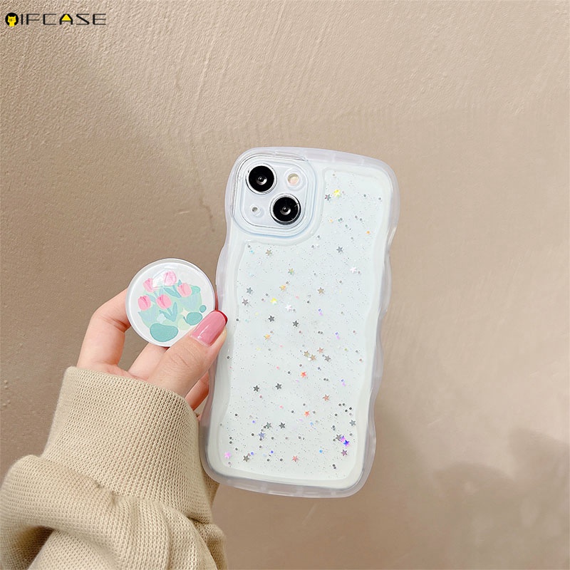 Ốp Điện Thoại Mềm Có Giá Đỡ Hình Hoa Tulip Cho iPhone 14 Plus 13 12 Mini 11 Pro XS Max XR X 7 8 6 6s Plus