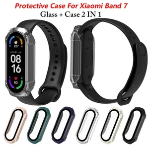Vỏ bảo vệ 2 trong 1 + Phim bảo vệ màn hình cho Xiaomi Mi Band 7 Vỏ kính cường lực Phim đồng hồ thông minh Vỏ PC cho Xiaomi Mi Band7