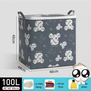 [CÓ NẮP ĐẬY] Hộp Vải Đựng Quần Áo Họa Tiết Cute Thùng,  Hộp Lưu Trữ Đồ Đa Năng Chất Liệu Vải Không Dệt Bền Bỉ Có Nắp Đậy