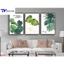 Bộ 3 Tranh Lá Cây Xanh Treo Tường , Tranh Tráng Gương ( Bộ 3 Tấm )