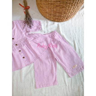 JUNE LINEN - Bộ Linen bé gái 4-20kg. Áo bèo lai và quần suông. SG#001 Hỏa Tốc