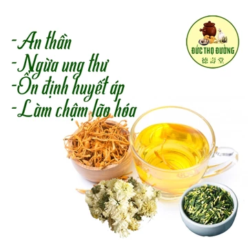 Trà Đông Trùng Hạ Thảo - Tâm sen - Cúc hoa (An thần, Ngừa ung thư, Ổn định huyết áp, Làm chậm lão hóa)