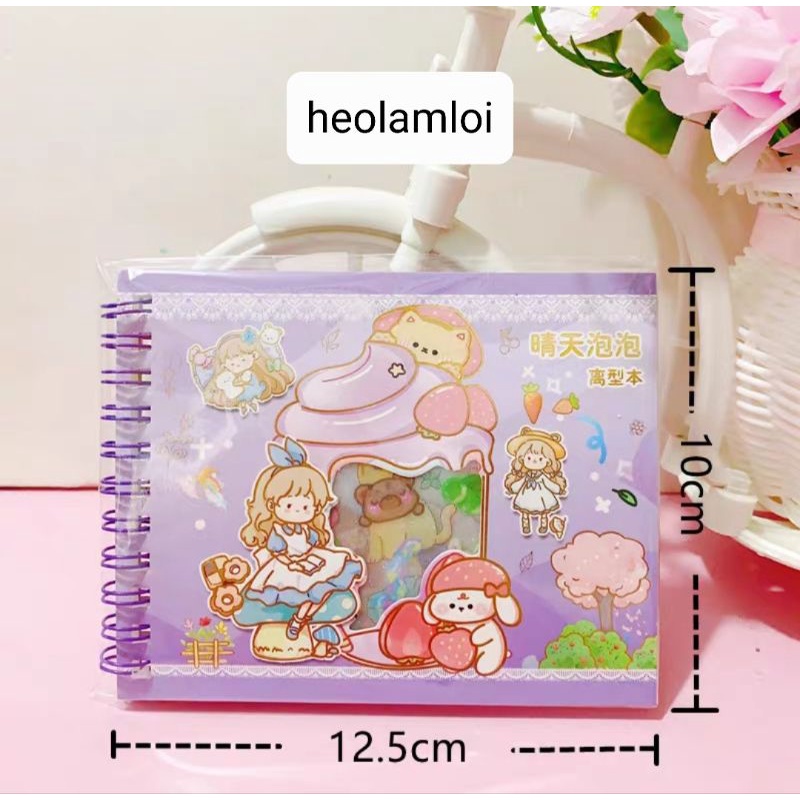 Sổ sticker 5D lò xo 10 trang nhiều hình đẹp dạng dễ thương dùng trang trí sổ và đồ dùng