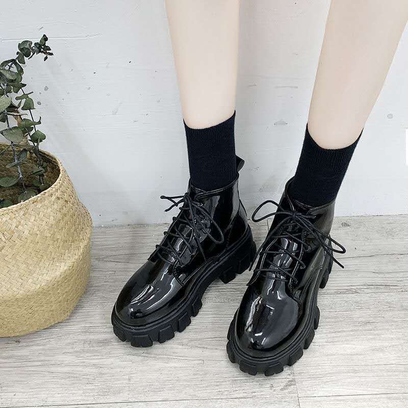 Giày boost đen nữ cổ cao, đế cao buộc dây trẻ trung cá tính G20_NT Shoes
