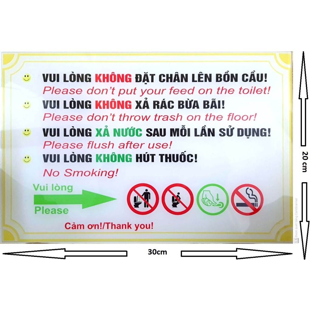 Bảng Nội Quy Nhà Vệ Sinh BEDO Dán Tường Chống Thấm Nhắc Nhở Giữ Vệ Sinh Văn Minh Lịch Sự