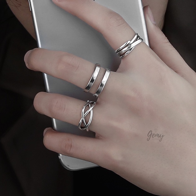 Nhẫn basic nhiều mẫu nam bạc nguyên chất đơn giản, phong cách unisex | GEMY SILVER NN11