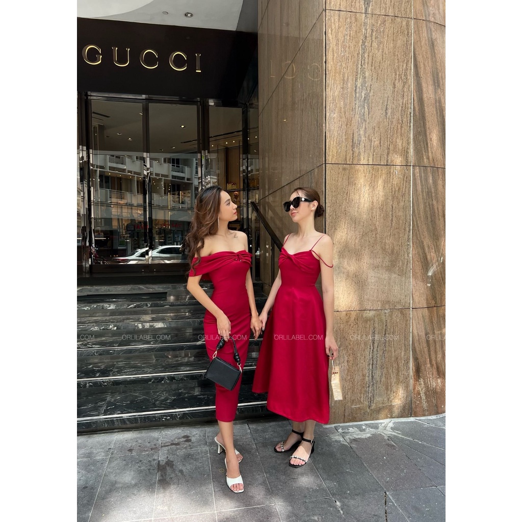 Đầm đỏ xoắn ngực - Jovie Dress - Orli Label
