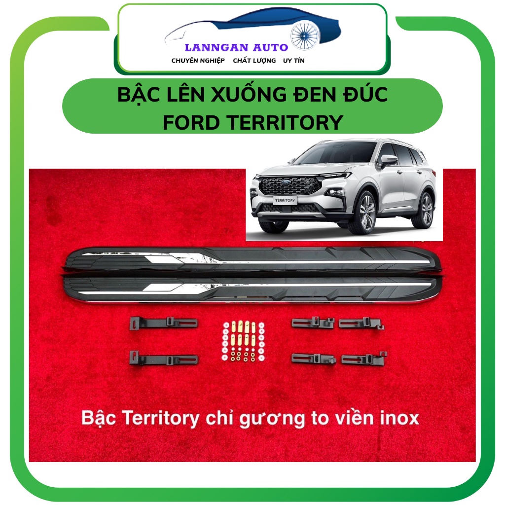 Bậc lên xuống xe Ford Territory 2022-2026, Bậc dẫm mẫu đen đúc chỉ inox cao cấp