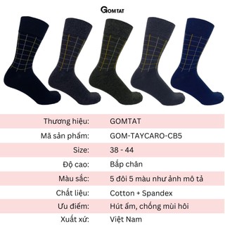 Tất giày tây nam cổ cao GOMTAT họa tiết sọc caro chất liệu cotton cao cấp hút ẩm thoáng khí  -GOM-TAYCARO-1DOI