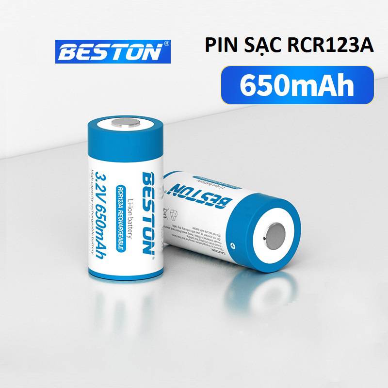 Pin sạc RCR123A 16340 BESTON Dung lượng cao 650mAh dùng cho máy ảnh ...