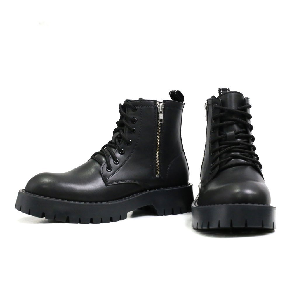 Ảnh Chunky Combat Boots da thời trang INICHI G1111 da lì, khóa kéo phiên bản đế chunky cao cấp 3