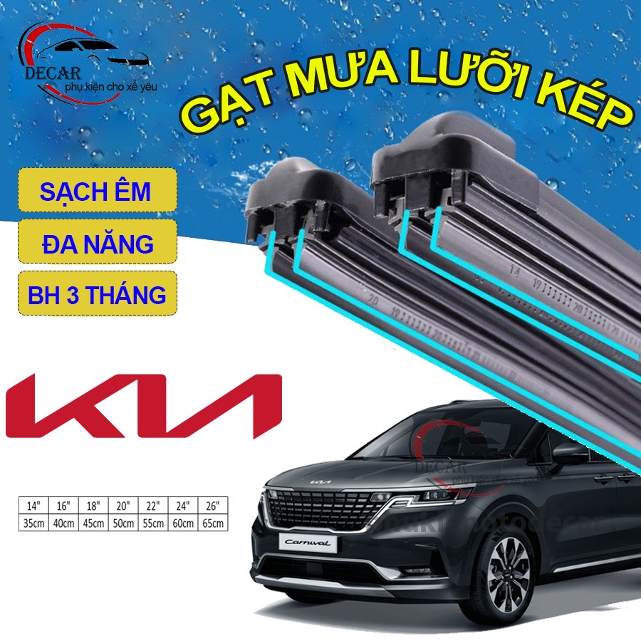 Gạt mưa lưỡi kép cao cấp, bộ cần gạt kính nước mưa 2 lưỡi khung mềm ô tô KIA MORNING, K3, CERATO, FORTE, RIO, SORENTO