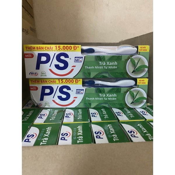 KEM ĐÁNH RĂNG PS trà xanh hộp 180g / 230gr tặng